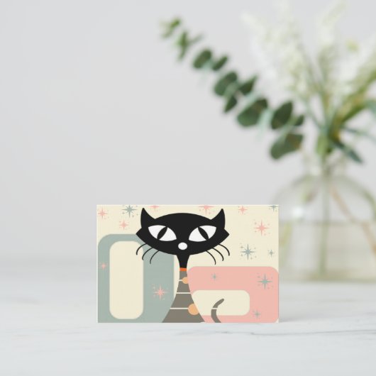 世紀中頃の猫モダン 名刺 (スタンド正面)