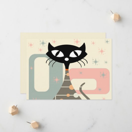 世紀中頃の猫モダン 案内状 (正面/裏面インサイチュ)