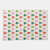 世紀中頃の赤モダンと緑のクリスマス キッチンタオル (横)