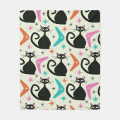 世紀中頃の黒猫とブーメラン フリースブランケット (正面)