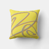 世紀中頃モダンの原子力黄色芸術枕 クッション (裏面)