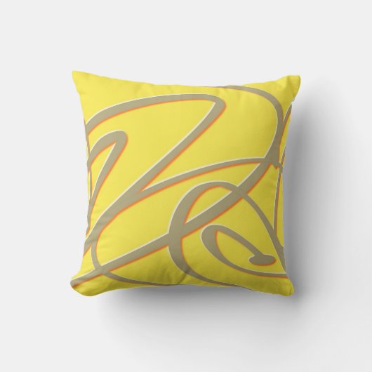 世紀中頃モダンの原子力黄色芸術枕 クッション (正面)