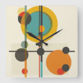 世紀中頃モダンの幾何学時計 スクエア壁時計 (正面)