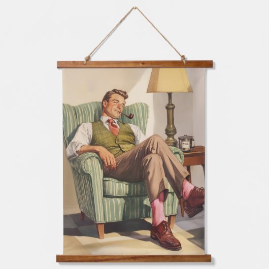 世紀半ばくつろぎ – 紳士の休息 吊り下げ型タペストリー (正面)