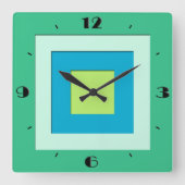 世紀半ばによって層にされる正方形-ヒスイ緑 スクエア壁時計 (正面)