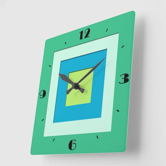 世紀半ばによって層にされる正方形-ヒスイ緑 スクエア壁時計 (傾斜)