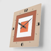 世紀半ばによって層にされる正方形-暗灰色および珊瑚 スクエア壁時計 (傾斜)