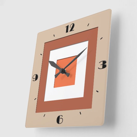 世紀半ばによって層にされる正方形-暗灰色および珊瑚 スクエア壁時計 (傾斜)