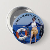 世紀半ばに船に乗る女性は素晴らしい日を過ごす 缶バッジ (正面&裏面)