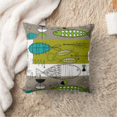 世紀半ばのお洒落な魚の芸術のティール(緑がかった色)のライム クッション (ブランケット)