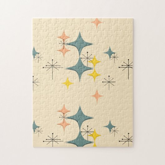 世紀半ばのカスタムなモダンなEamesの原子スターバスト ジグソーパズル (縦)