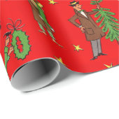 世紀半ばのクリスマスの包装紙 ラッピングペーパー (ロールコーナー)