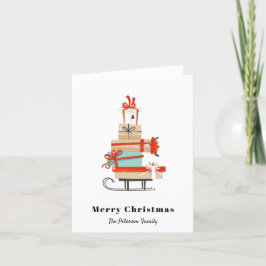 世紀半ばのクリスモダンマスス図解入りの、写真付きのレッド シーズンカード