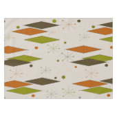 世紀半ばのダイヤモンドパターン緑およびクリーム テーブルクロス (正面(横))