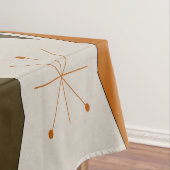 世紀半ばのダイヤモンドパターン緑およびクリーム テーブルクロス (インサイチュ)