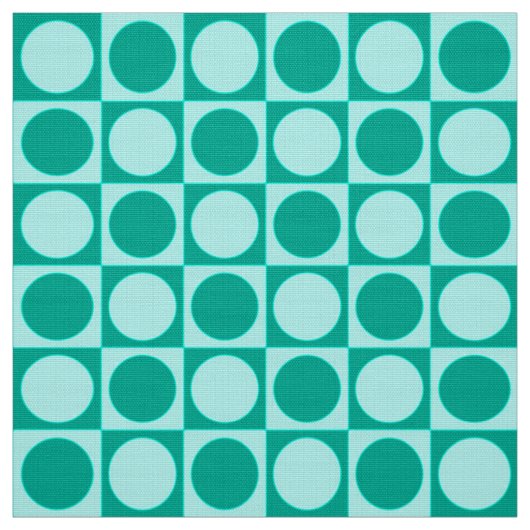世紀半ばのチェッカーボード-ターコイズ及び水 ファブリック (見本)