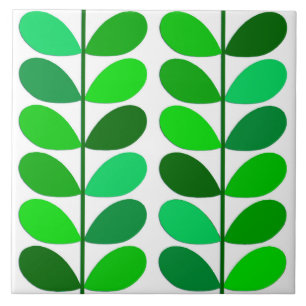 世紀半ばのデンマークの葉、エメラルドおよびライムグリーン タイル