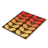 世紀半ばのデンマークの葉、ブラウン、オレンジ及び金ゴールド タイル (側面)