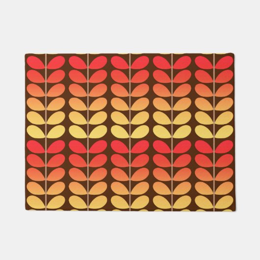 世紀半ばのデンマークの葉、ブラウン、オレンジ及び金ゴールド ドアマット (正面)