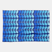 世紀半ばのデンマークの葉、海軍およびコバルトブルー キッチンタオル (横)