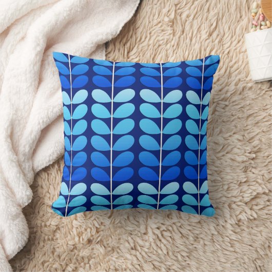 世紀半ばのデンマークの葉、海軍およびコバルトブルー クッション (ブランケット)