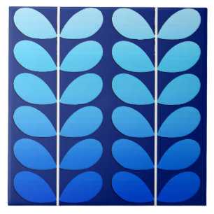 世紀半ばのデンマークの葉、海軍およびコバルトブルー タイル