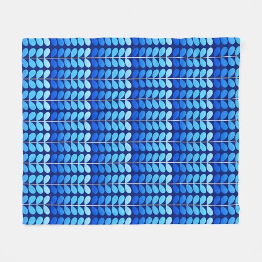 世紀半ばのデンマークの葉、海軍およびコバルトブルー フリースブランケット (正面(横))