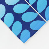 世紀半ばのデンマークの葉、海軍およびコバルトブルー フリースブランケット (角)