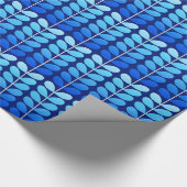 世紀半ばのデンマークの葉、海軍およびコバルトブルー ラッピングペーパー (角)