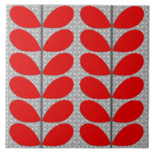世紀半ばのデンマークの葉、深紅及び灰色/灰色 タイル (正面)