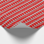 世紀半ばのデンマークの葉、深紅及び灰色/灰色 ラッピングペーパー (角)