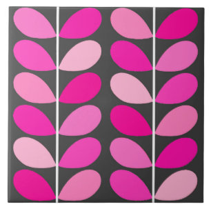 世紀半ばのデンマークの葉、赤紫のピンクおよび灰色 タイル