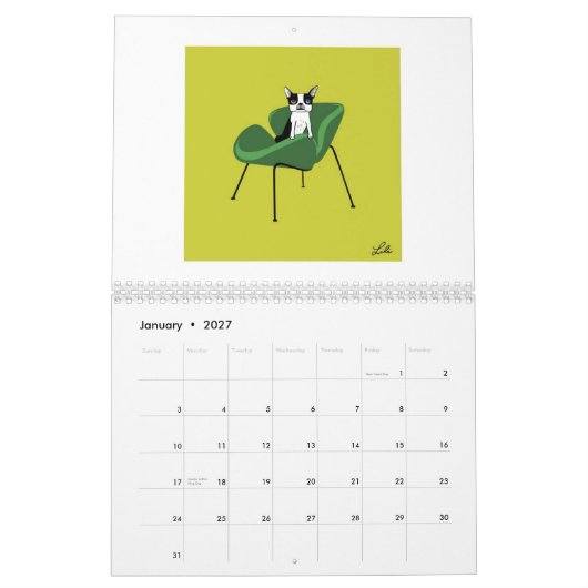 世紀半ばのブギウギのカレンダーの2015年の*reprinted* カレンダー (1月 2027)