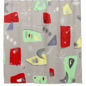 世紀半ばのブーメランおよび抽象的 シャワーカーテン (正面)