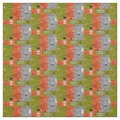 世紀半ばのモダンでお洒落な魚のオレンジ ファブリック (見本)