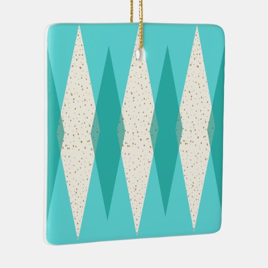 世紀半ばのモダンでアーガイル柄のなクリスマスのオーナメント セラミックオーナメント (右)