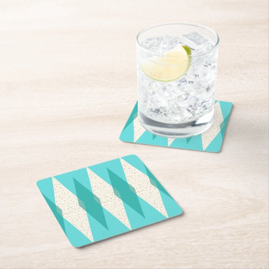 世紀半ばのモダンでアーガイル柄のな懸命の紙のコースター スクエアペーパーコースター (インサイチュ)