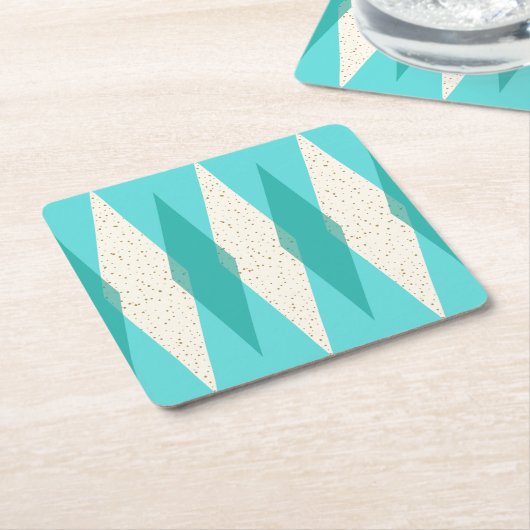 世紀半ばのモダンでアーガイル柄のな懸命の紙のコースター スクエアペーパーコースター (アングル)