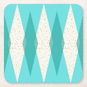世紀半ばのモダンでアーガイル柄のな懸命の紙のコースター スクエアペーパーコースター