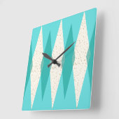 世紀半ばのモダンでアーガイル柄のな正方形の柱時計 スクエア壁時計 (傾斜)