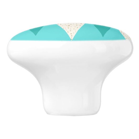 世紀半ばのモダンでアーガイル柄のな陶磁器の引き セラミックノブ (側面)