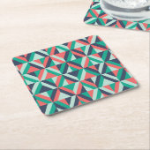 世紀半ばのモダンで幾何学的なパターン スクエアペーパーコースター (アングル)
