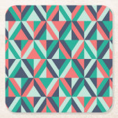 世紀半ばのモダンで幾何学的なパターン スクエアペーパーコースター (正面)