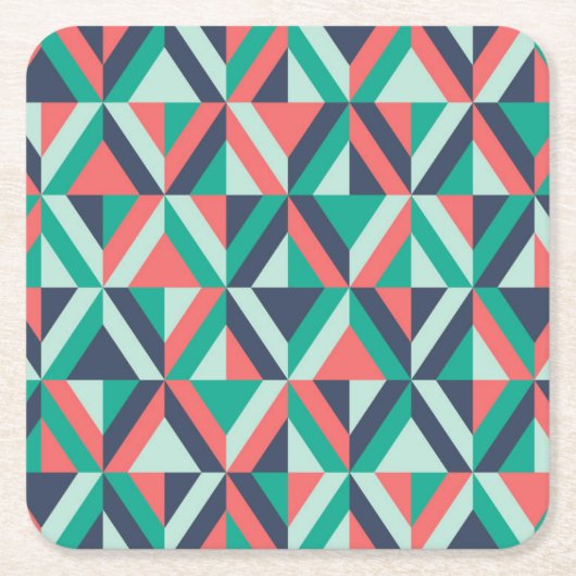 世紀半ばのモダンで幾何学的なパターン スクエアペーパーコースター (正面)