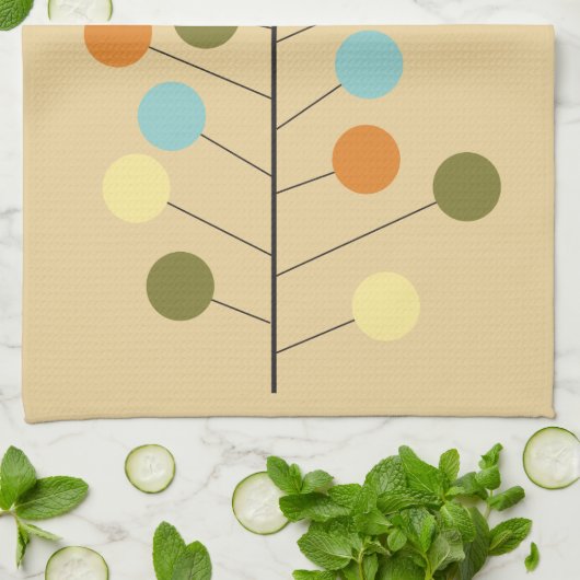 世紀半ばのモダンで幾何学的な木の形 キッチンタオル (折り畳み)