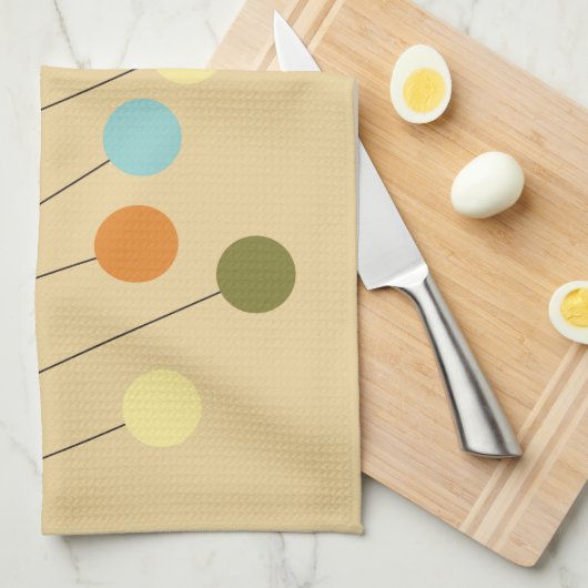 世紀半ばのモダンで幾何学的な木の形 キッチンタオル (四つ折り)