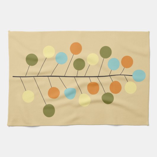 世紀半ばのモダンで幾何学的な木の形 キッチンタオル (横)