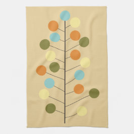 世紀半ばのモダンで幾何学的な木の形 キッチンタオル