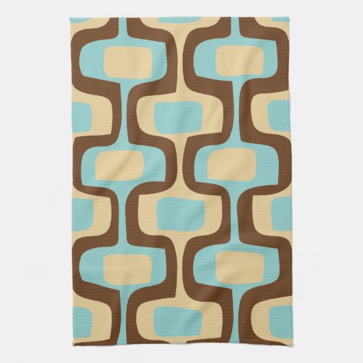 世紀半ばのモダンで幾何学的なsquiggly形 キッチンタオル (縦)