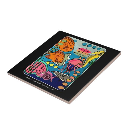 世紀半ばのモダンで抽象的な海の水生絵画 タイル (側面)